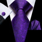 Purple paisley men's tie, silk material, for formal occasions, how to tie mens tie