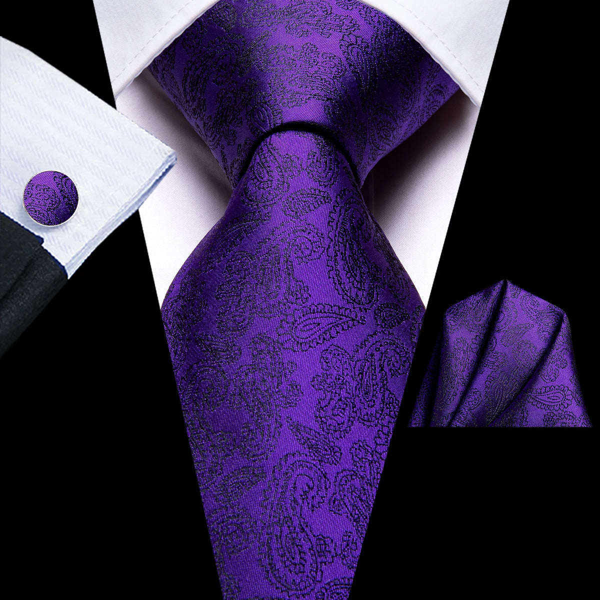 Purple paisley men's tie, silk material, for formal occasions, how to tie mens tie