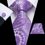 Purple paisley men's tie, silk material, perfect for formal events