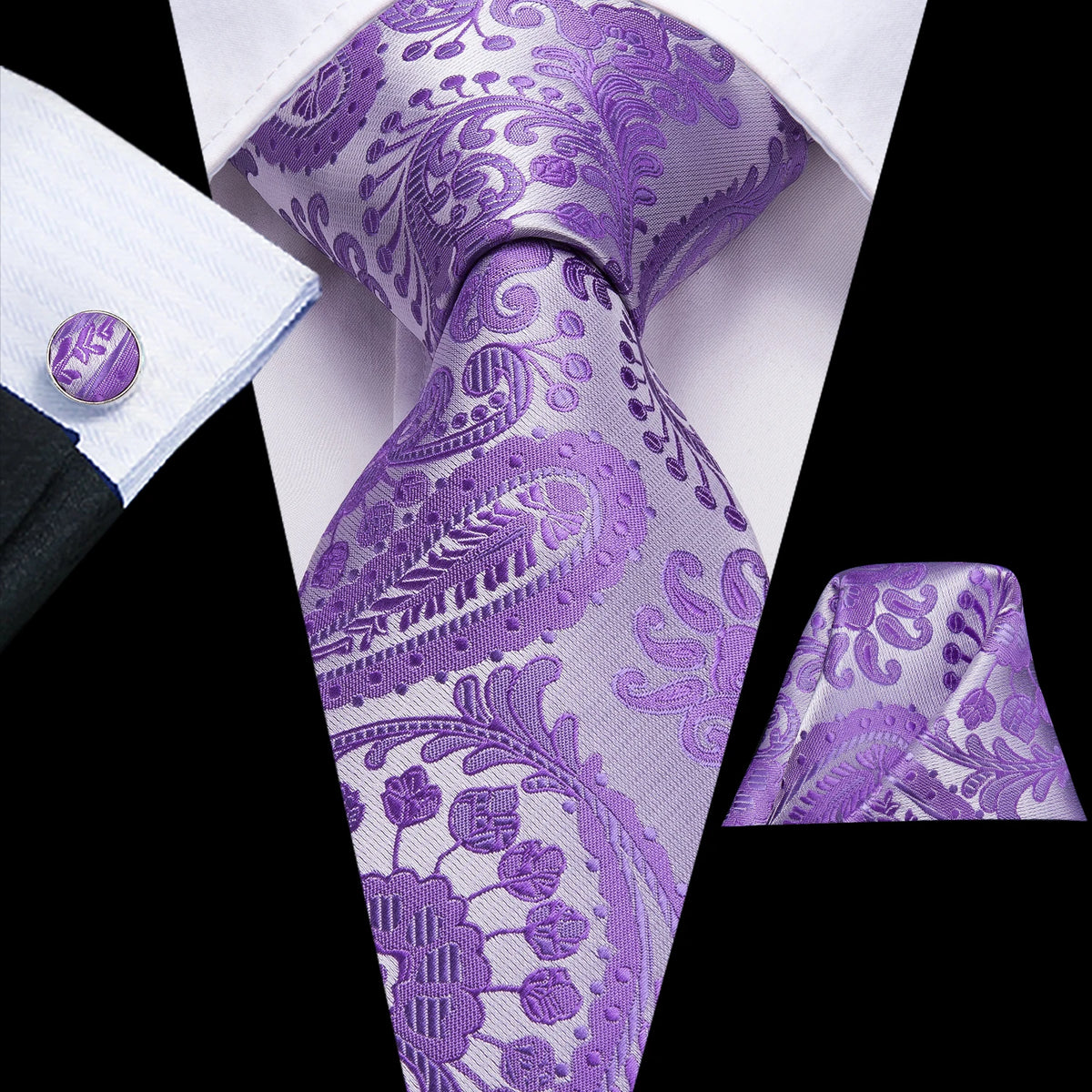 Purple paisley men's tie, silk material, perfect for formal events