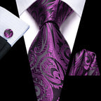 Men's purple paisley silk tie for formal occasions, how to tie mens tie