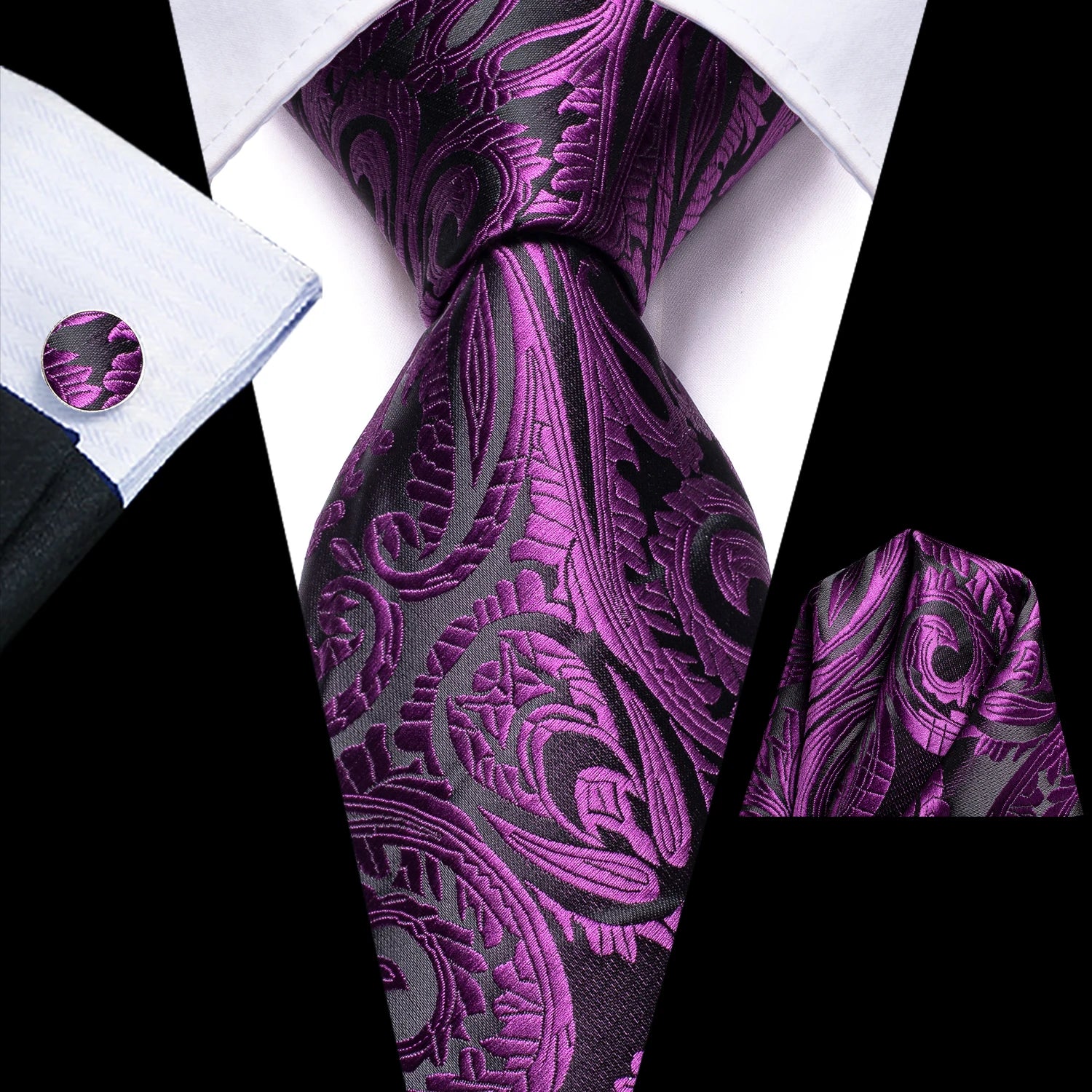 Men's purple paisley silk tie for formal occasions, how to tie mens tie