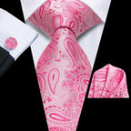 Pink paisley men's tie, silk material, perfect for formal events