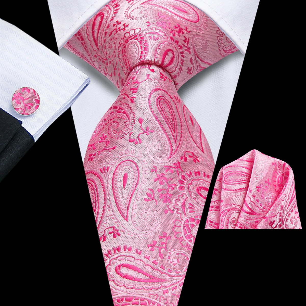 Pink paisley men's tie, silk material, perfect for formal events
