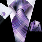 Purple plaid men's tie, silk material, perfect for formal occasions, how to tie mens tie