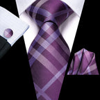 Men's purple plaid tie, silk material, perfect for formal events