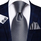 Men's silver patterned tie, perfect for formal occasions, learn how to tie men's tie