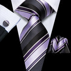 Purple striped men's tie, silk material, perfect for formal occasions on how to tie mens tie