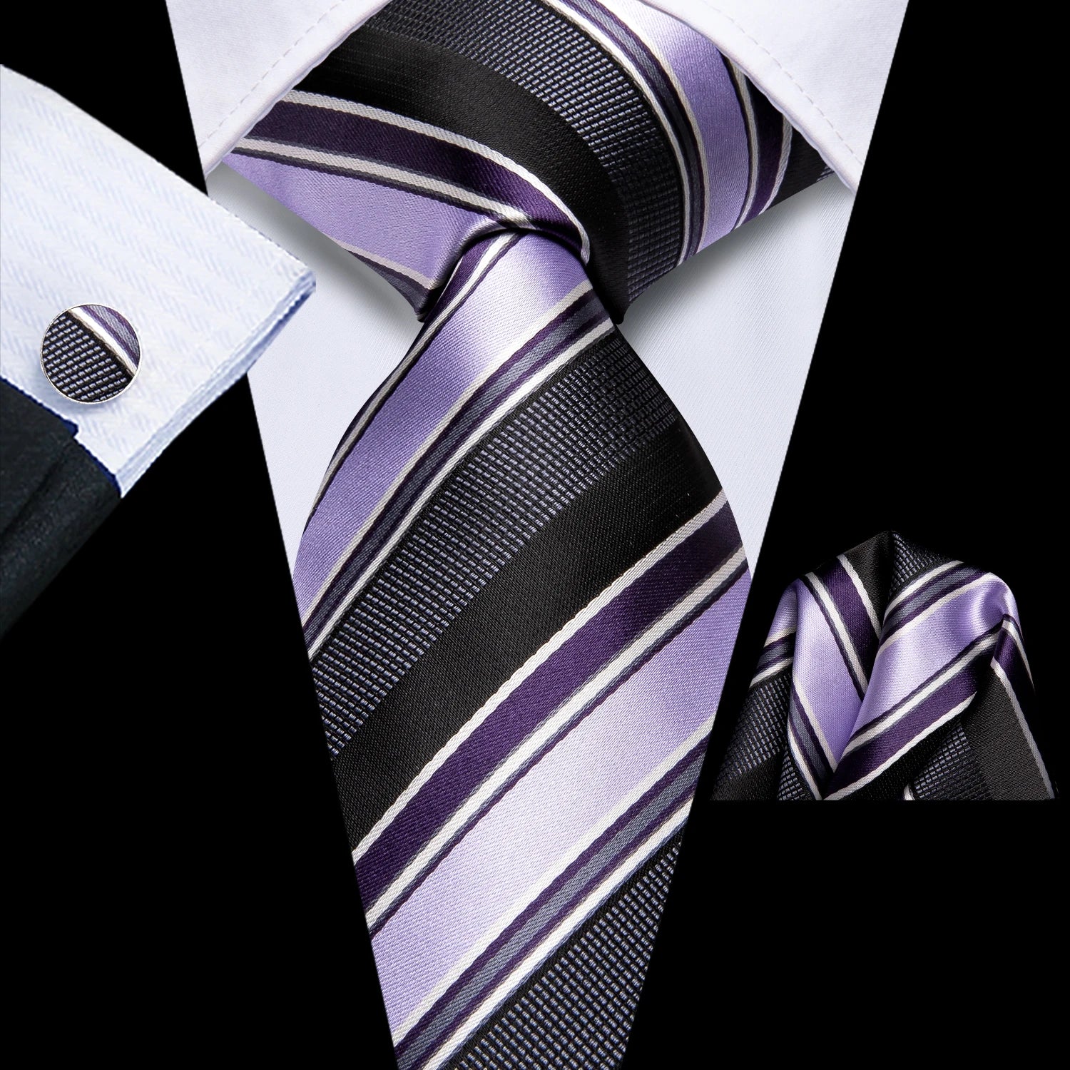 Purple striped men's tie, silk material, perfect for formal occasions on how to tie mens tie