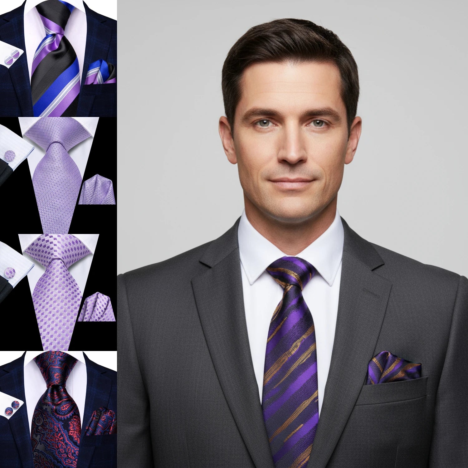 Men's ties in purple shades for formal occasions, perfect for learning how to tie mens tie