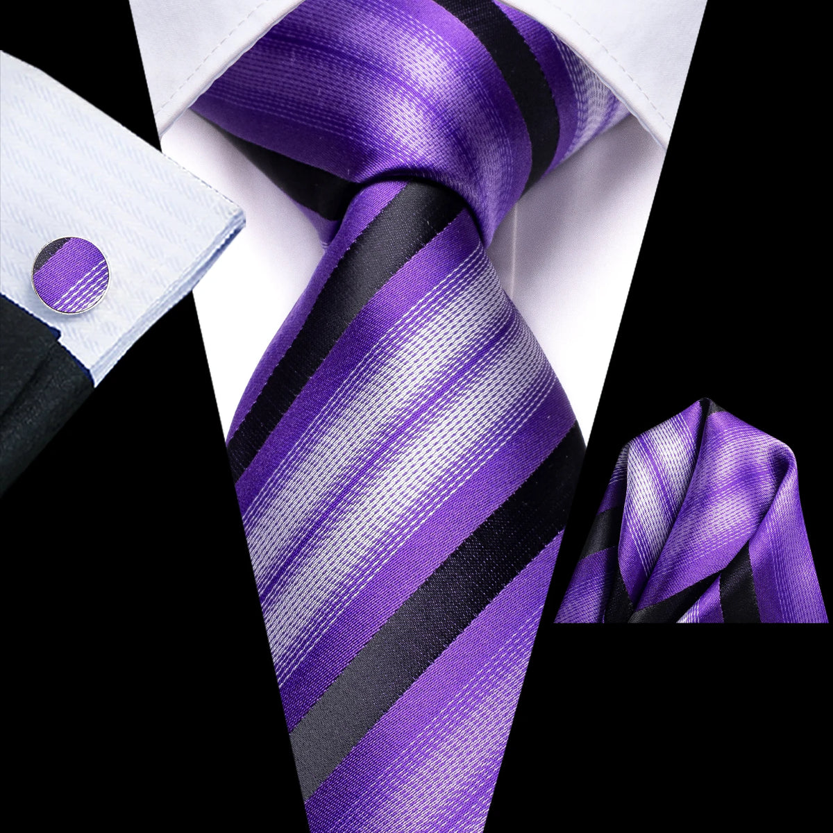 Purple striped men's tie, elegant silk design for formal occasions
