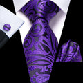 Purple paisley men's tie in silk, ideal for formal events, how to tie mens tie