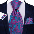 Men's paisley tie in teal and pink, perfect for formal occasions, how to tie mens tie