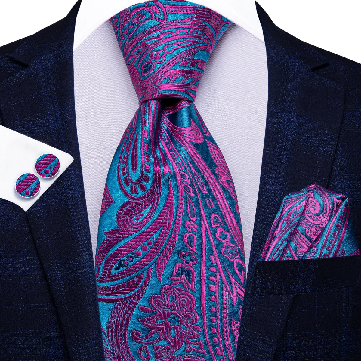 Men's paisley tie in teal and pink, perfect for formal occasions, how to tie mens tie