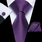Purple silk tie and pocket square set, how to tie mens tie