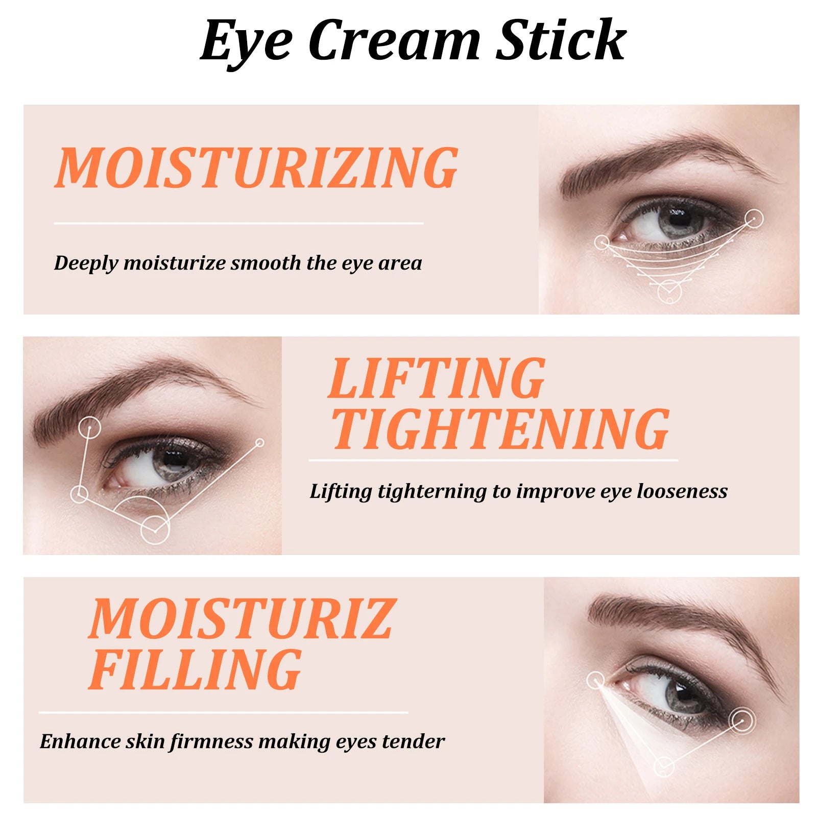 Snail eye cream stick for dark circles, moisturizing and firming skin