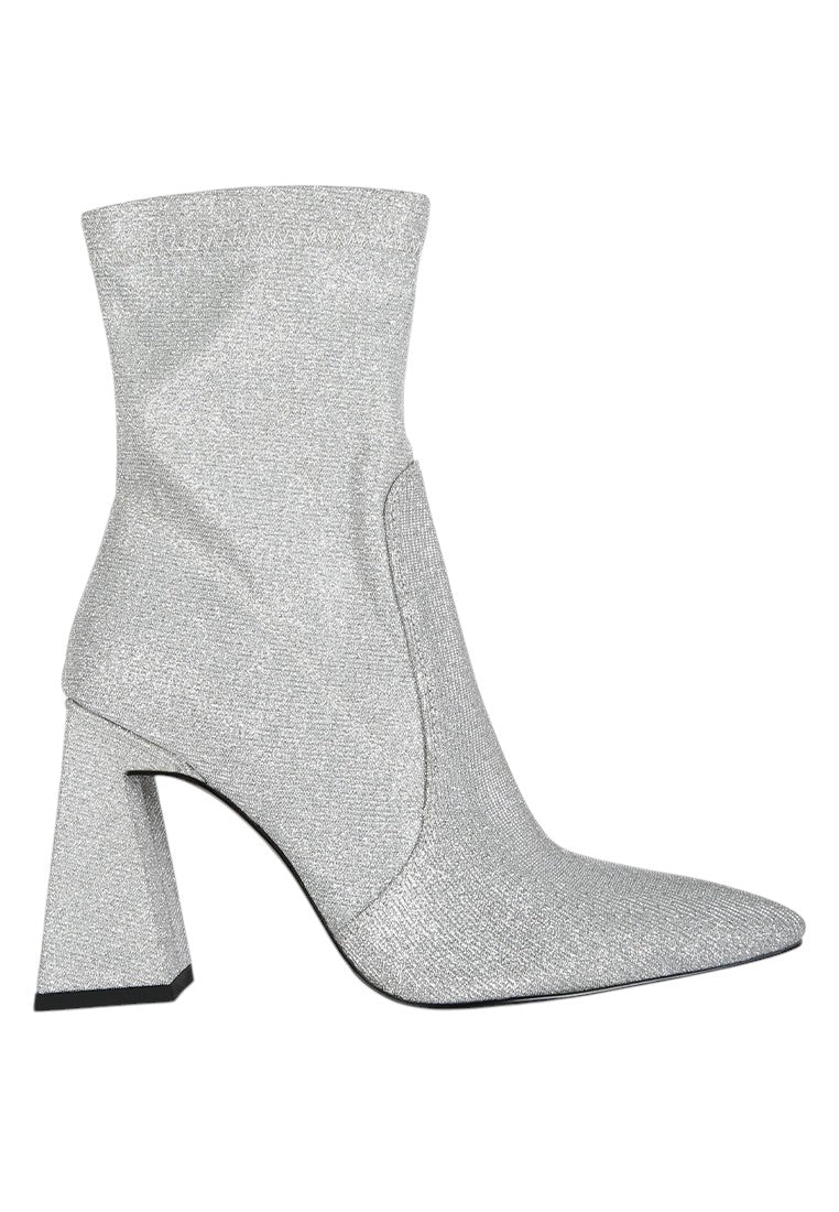 Hustlers Shimmer Block Heeled Ankle Boots