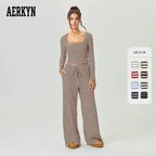 Flaire™ Stripe Lounge Set Women – Square Neck Two Piece Outfit