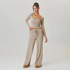 Flaire™ Stripe Lounge Set Women – Square Neck Two Piece Outfit