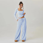 Flaire™ Stripe Lounge Set Women – Square Neck Two Piece Outfit