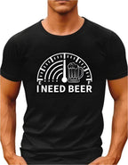 Men's black Ocean and 7th I Need Beer graphic tee with a fun beer gauge design