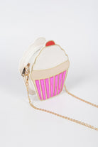 Fun ice cream sundae clutch bag with cupcake design and pink accents for trendy outings