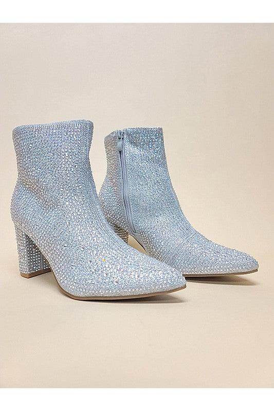 Let's See Style Iceberg Rhinestone Footwear women's boots with sparkly design and stylish heel