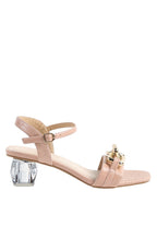 Icicle Clear Low Heel Metal Chain Sandals