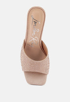 Imprint Heat Set Diamante Slip On Sandals