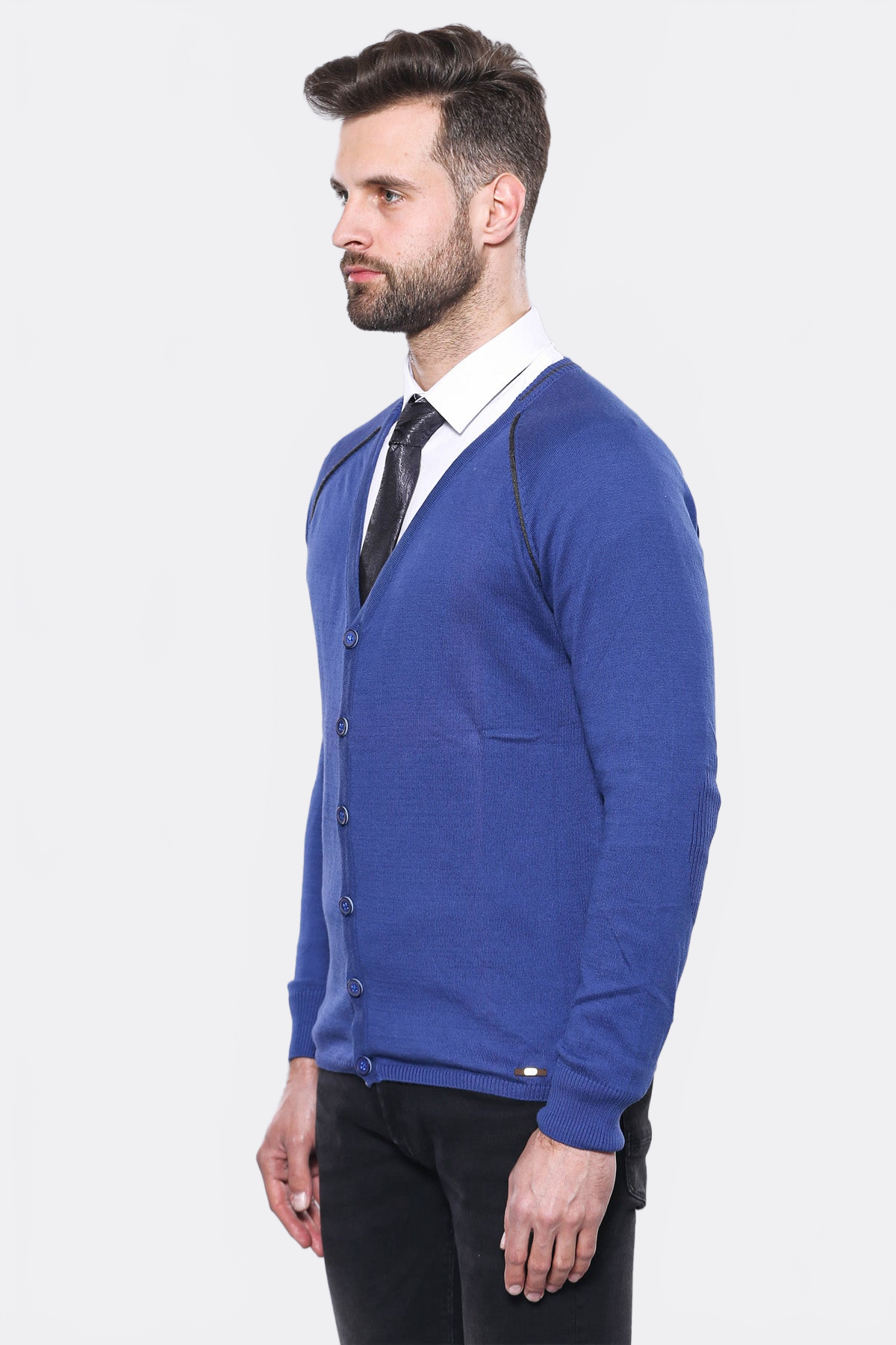 Indigo Cotton Men's Knitwear – styled view
