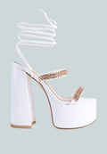 Indulgence Metal Chain Lace Up Chunky Sandals