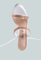 Indulgence Metal Chain Lace Up Chunky Sandals