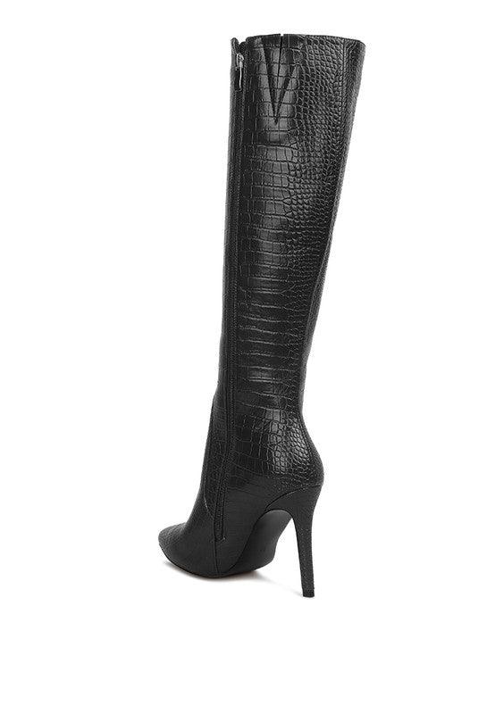 Women's Shoes - Boots Indulgent High Heeled Croc Calf Boots
