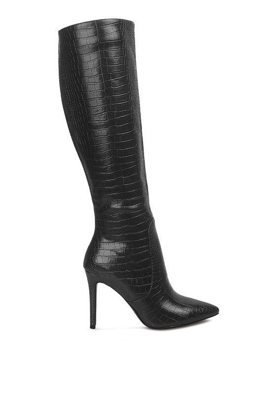 Women's Shoes - Boots Indulgent High Heeled Croc Calf Boots
