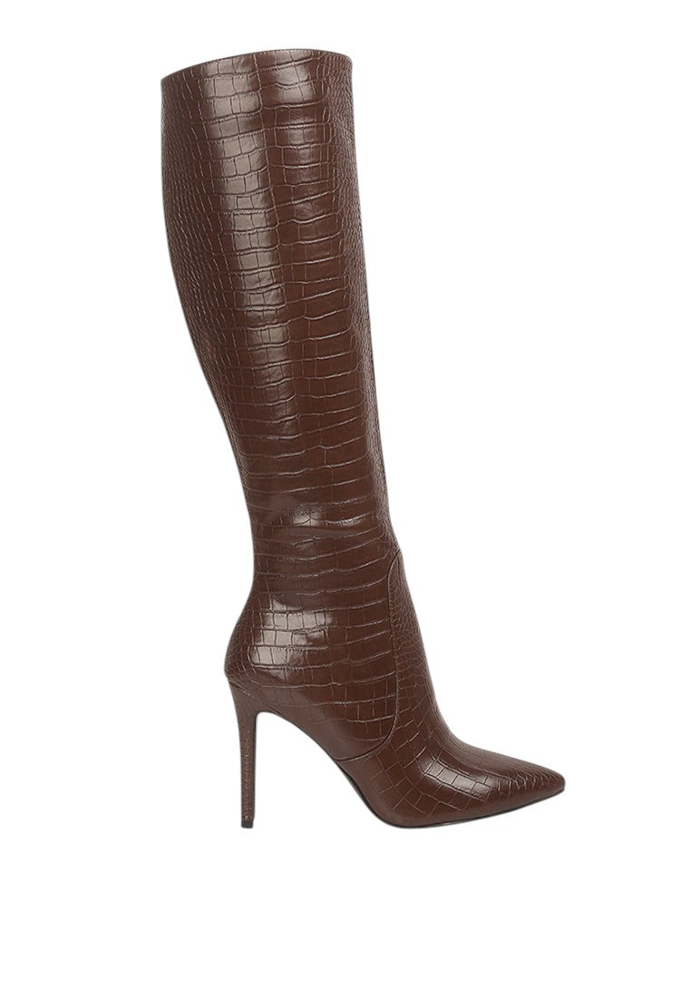 Indulgent High Heel Croc Calf Boots
