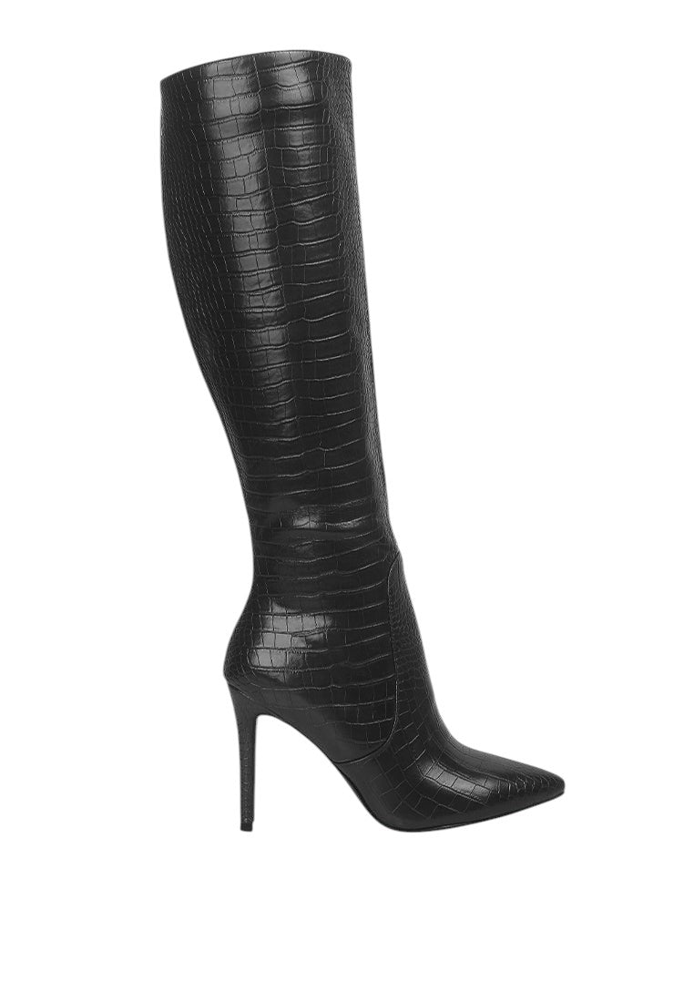 Indulgent High Heel Croc Calf Boots