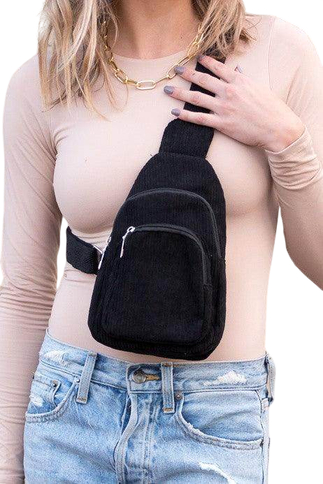 Bandolera Ingrid de pana con doble cremallera
