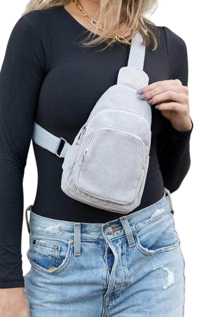 Ingrid Double Zip Corduroy Sling