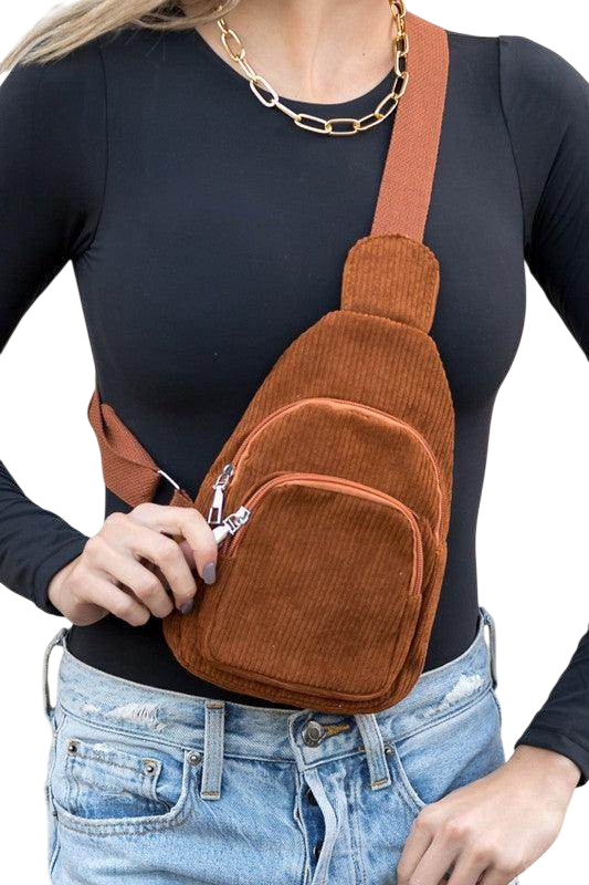 Bandolera Ingrid de pana con doble cremallera