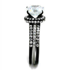VacationGrabs ion plated black engagement ring with a sparkling diamond and ornate band