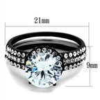 Stylish ion plated black engagement ring with a large center stone and sparkling accents