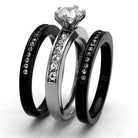 Stunning ion plated black engagement ring set with sparkling diamonds for elegant proposals