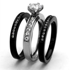 Stunning ion plated black engagement ring set with sparkling diamonds for elegant proposals