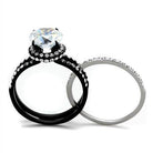 Stunning ion plated black engagement ring with sparkling stones for a modern touch
