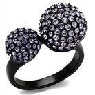 Elegant ion plated black fashion ring adorned with sparkling purple crystals for a stylish look