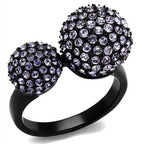 Elegant ion plated black fashion ring adorned with sparkling purple crystals for a stylish look