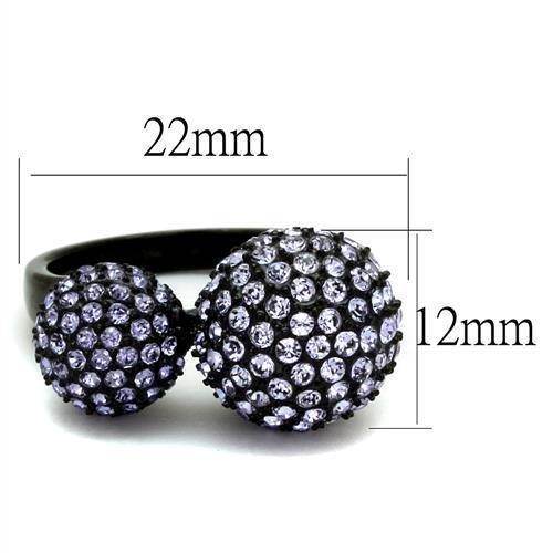 Elegant ion plated black fashion ring with sparkling crystal embellishments for women's jewelry