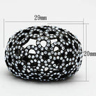 Ion plated black ring for women featuring intricate design and sparkling crystals