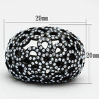 Ion plated black ring for women featuring intricate design and sparkling crystals