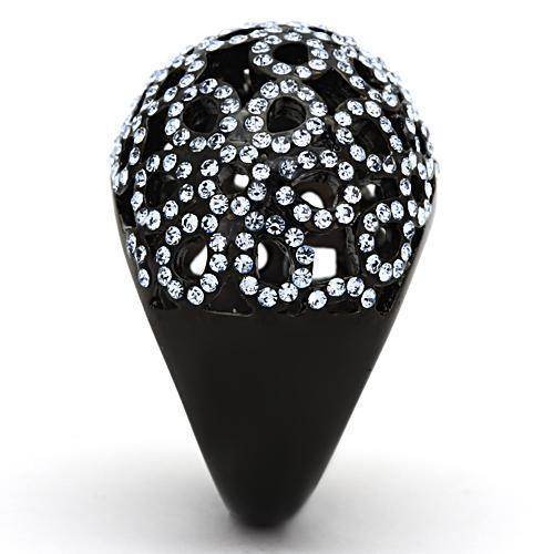 Elegant ion plated black ring for women adorned with sparkling crystals for a stylish look